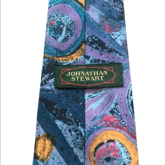 Jonathan Stewart Mens Tie Necktie Multicolor Abstract - Picture 3 of 6